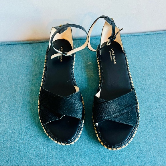 NWOT Cole Haan Black Espadrille Sandals - Picture 2 of 9